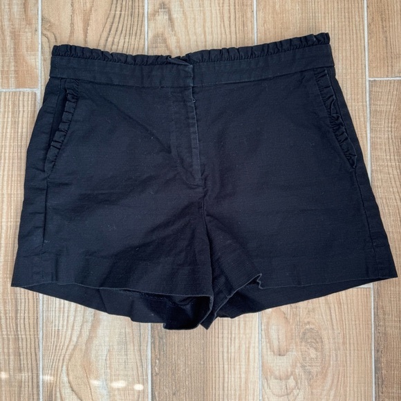 J. Crew Women’s G2044 Black Flat Front High Waist Stretch Ruffle Shorts Sz. 8 - Picture 2 of 5